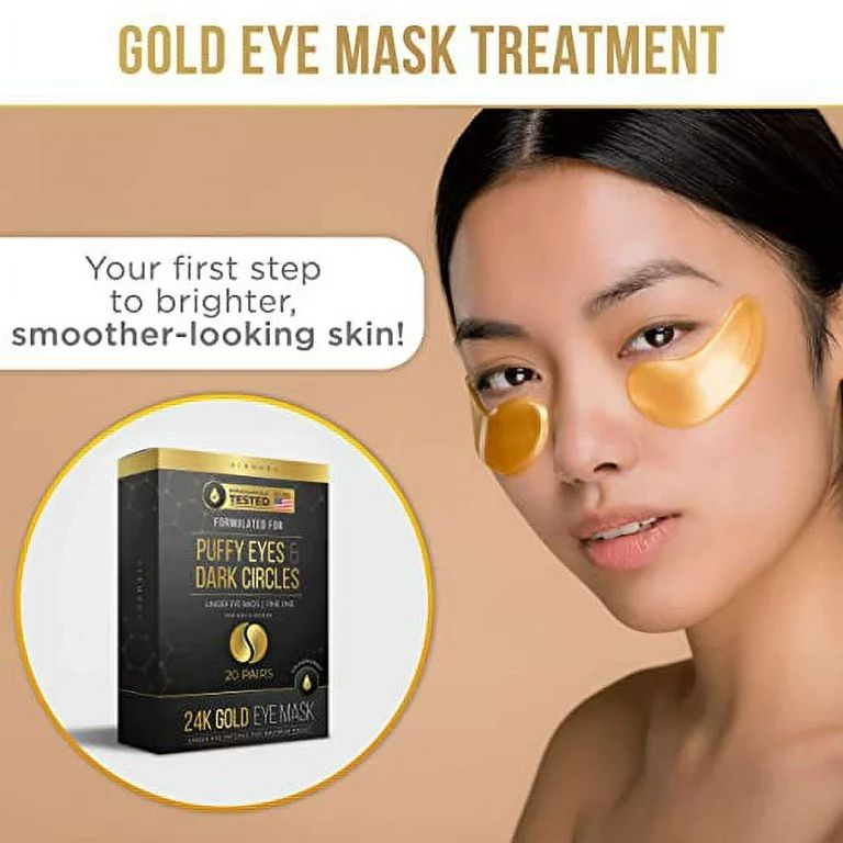 Dermora 24K Gold Eye Mask Puffy Eyes and Dark Circles Treatments Look Less Tired and Refresh Your... | Walmart (US)