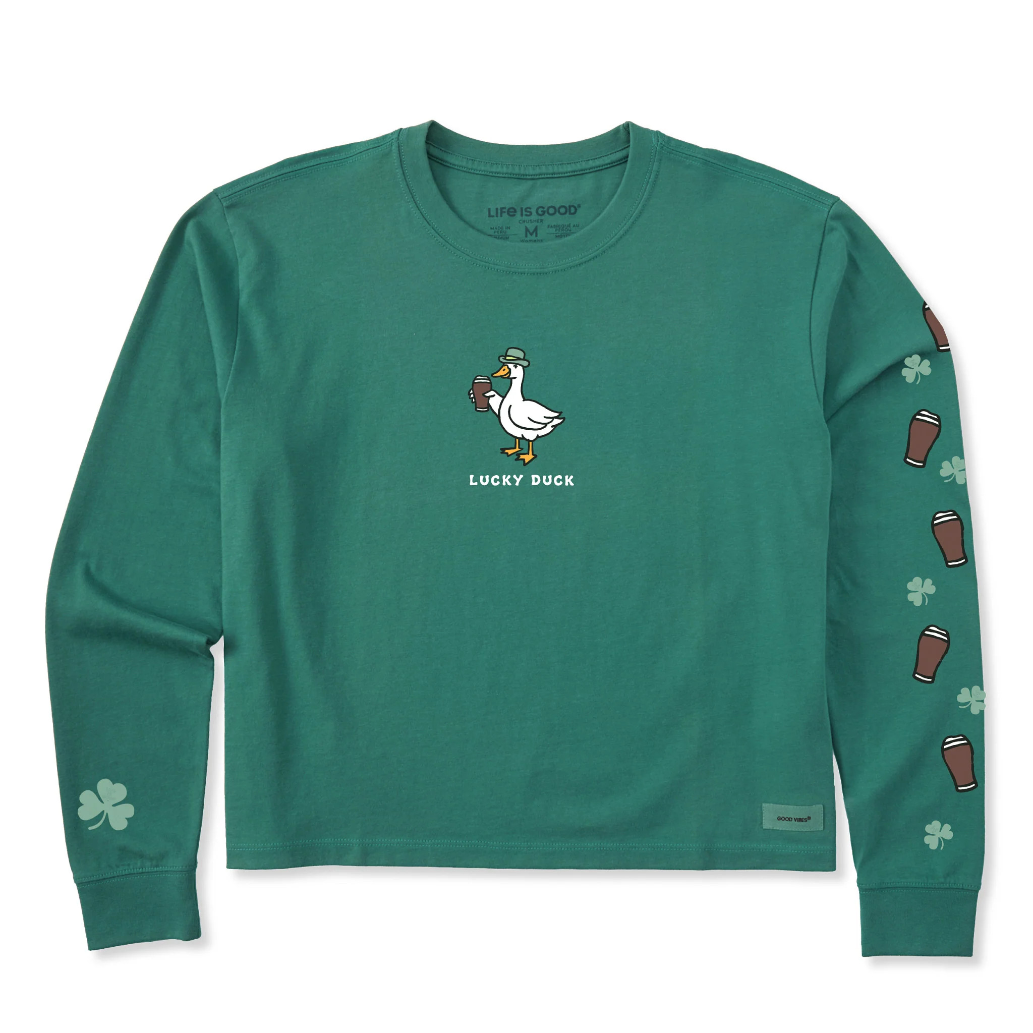 Women's Lucky Duck Pints Long Sleeve Crusher Boxy Tee | Shop Life is Good | Life is Good