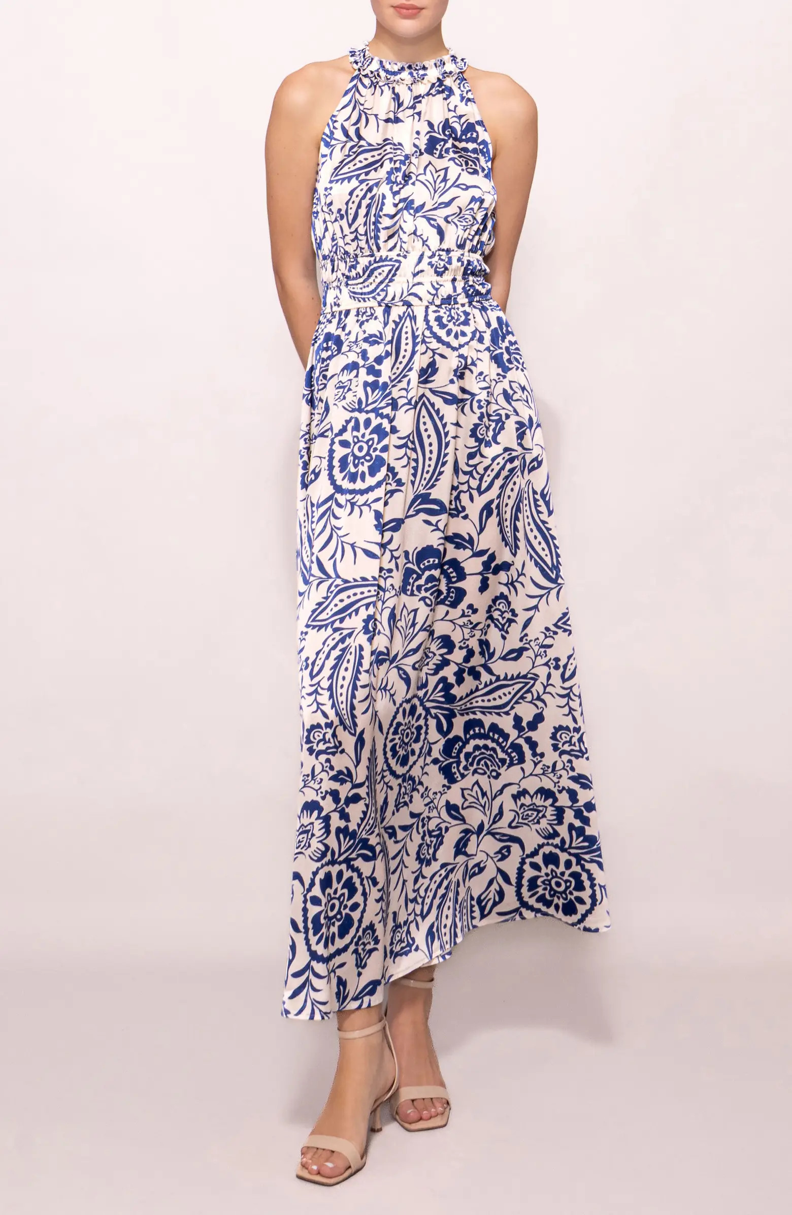 Print Ruffle Sleeveless Maxi Dress | Nordstrom