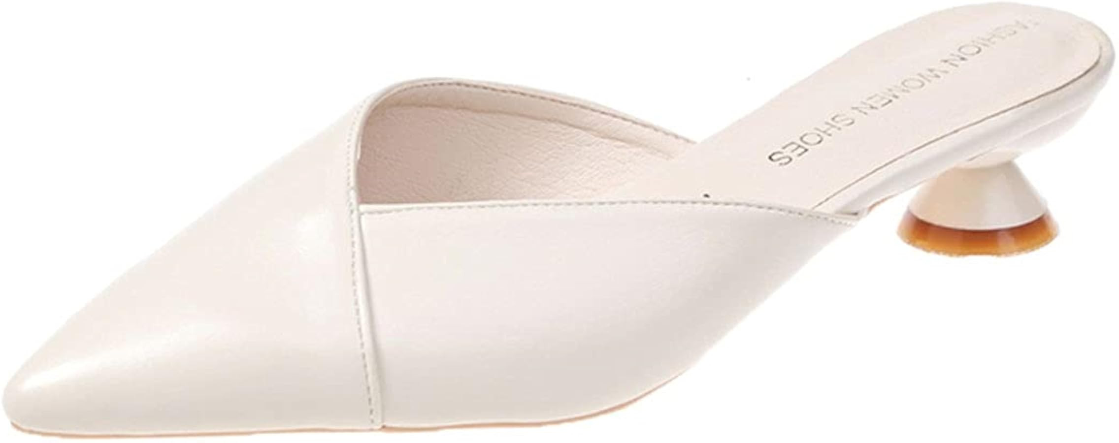 Comfortable Low Heel Mules Closed Pointed Toe Slip On Pumps Soft Synthetic Leather Dress Shoes Ca... | Amazon (US)