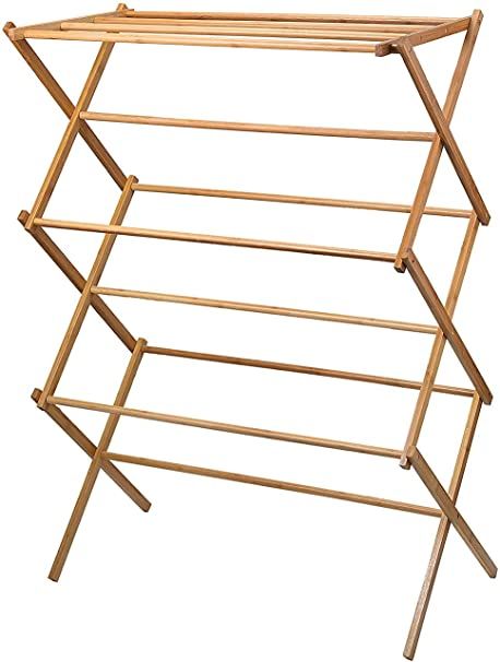 Home-it Bamboo Wooden clothes rack - heavy duty cloth drying stand | Amazon (US)