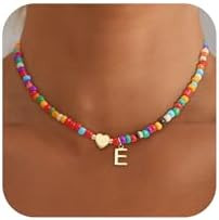 Eaciy Valentines Day Gifts for Kids Women Girls - Colorful Beaded Initial Necklace Teen Girls Tre... | Amazon (US)
