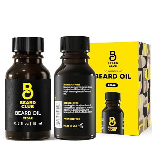 The Beard Club Premium Cedar Beard Oil for Men - Natural Castor & Almond Oils - Beard & Mustache Conditioner - Hydrates, Moisturizes, Softens & Soothes Dry Skin - Strengthens Hair Follicles | Amazon (US)