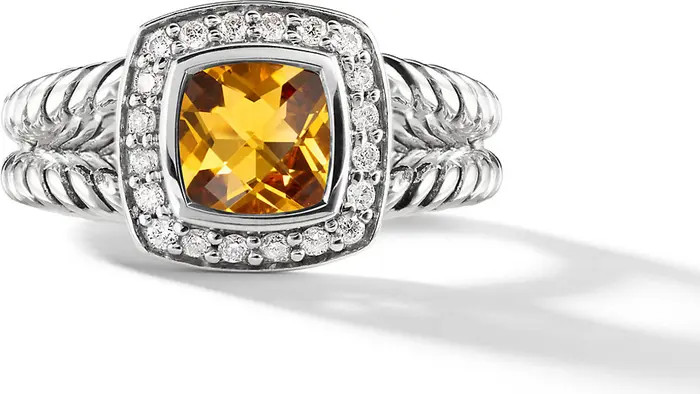 David Yurman Petite Albion® Ring in Sterling Silver with Citrine and Pavé Diamonds | Nordstrom | Nordstrom