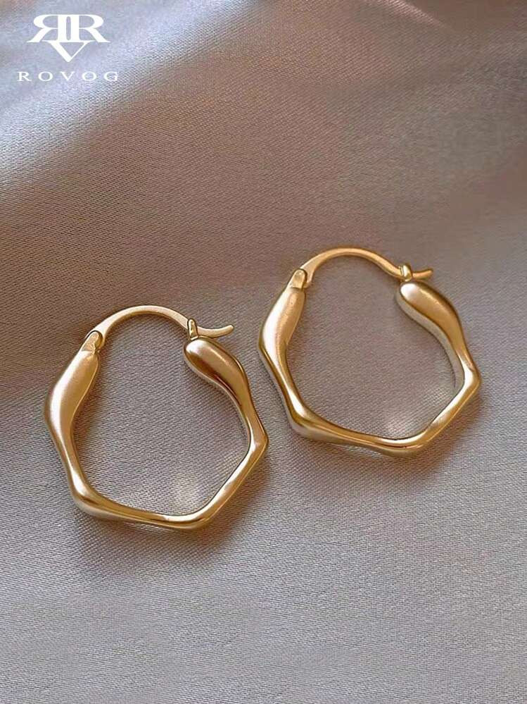 1 Pair Metal Geometric Elegant Fashion Vintage Classic Style Hoop Earrings For Women | SHEIN