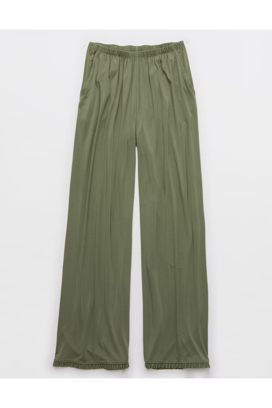 Aerie Real SoftÂ® Ruffle Trouser PJ Pant Women's Olive Fun XS | Aerie
