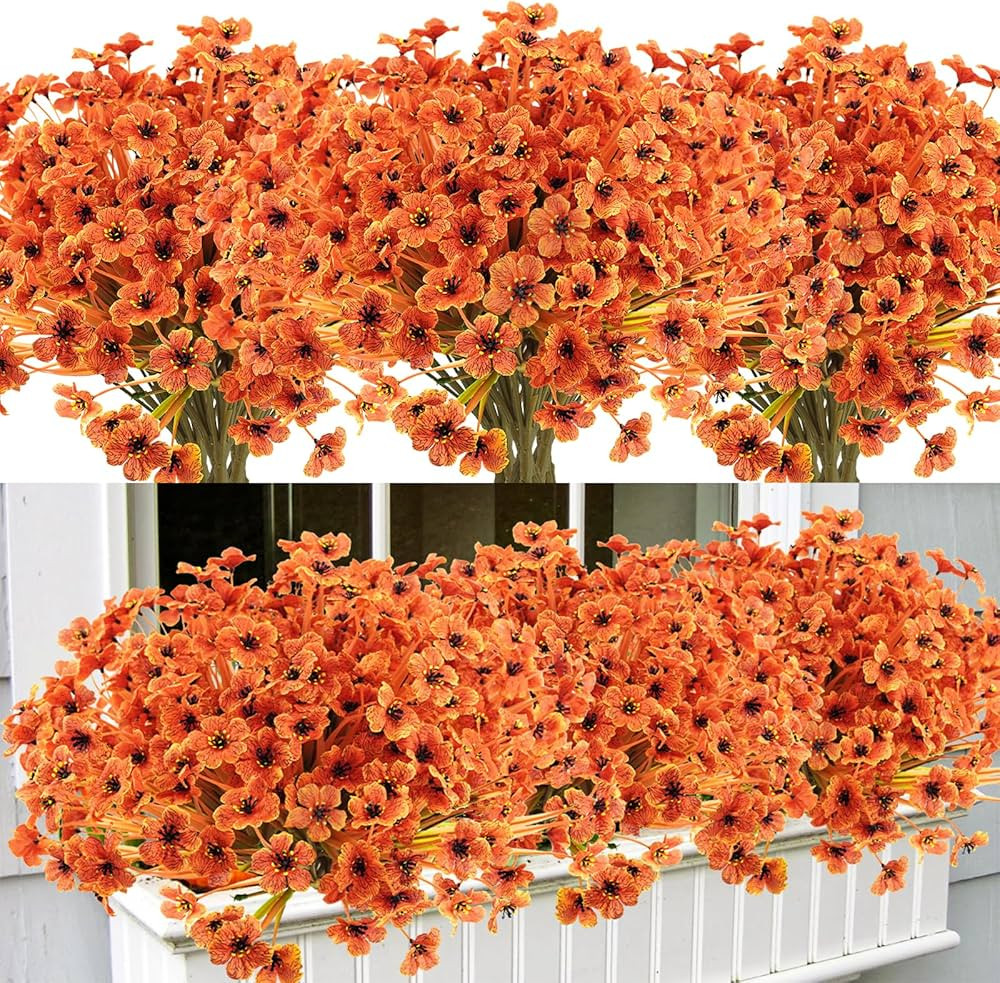 Krissing 48 Bundles Artificial Fall Flowers for Outdoors, UV Resistant Fake Outdoor Silk Flowers ... | Amazon (US)