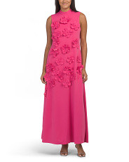 Sleeveless Mock Neck 3d Floral Maxi Dress | Designer Clothing | Marshalls | Marshalls