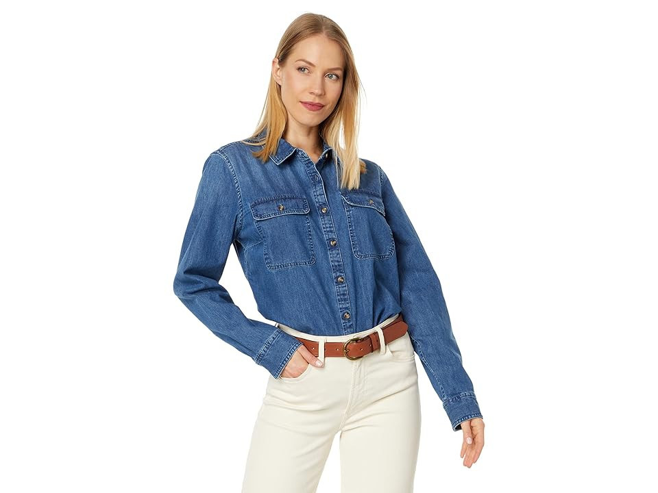 L.L.Bean Heritage Washed Denim Shirt Long Sleeve Women's Clothing Medium Indigo : XS, Cotton/Denim | Zappos