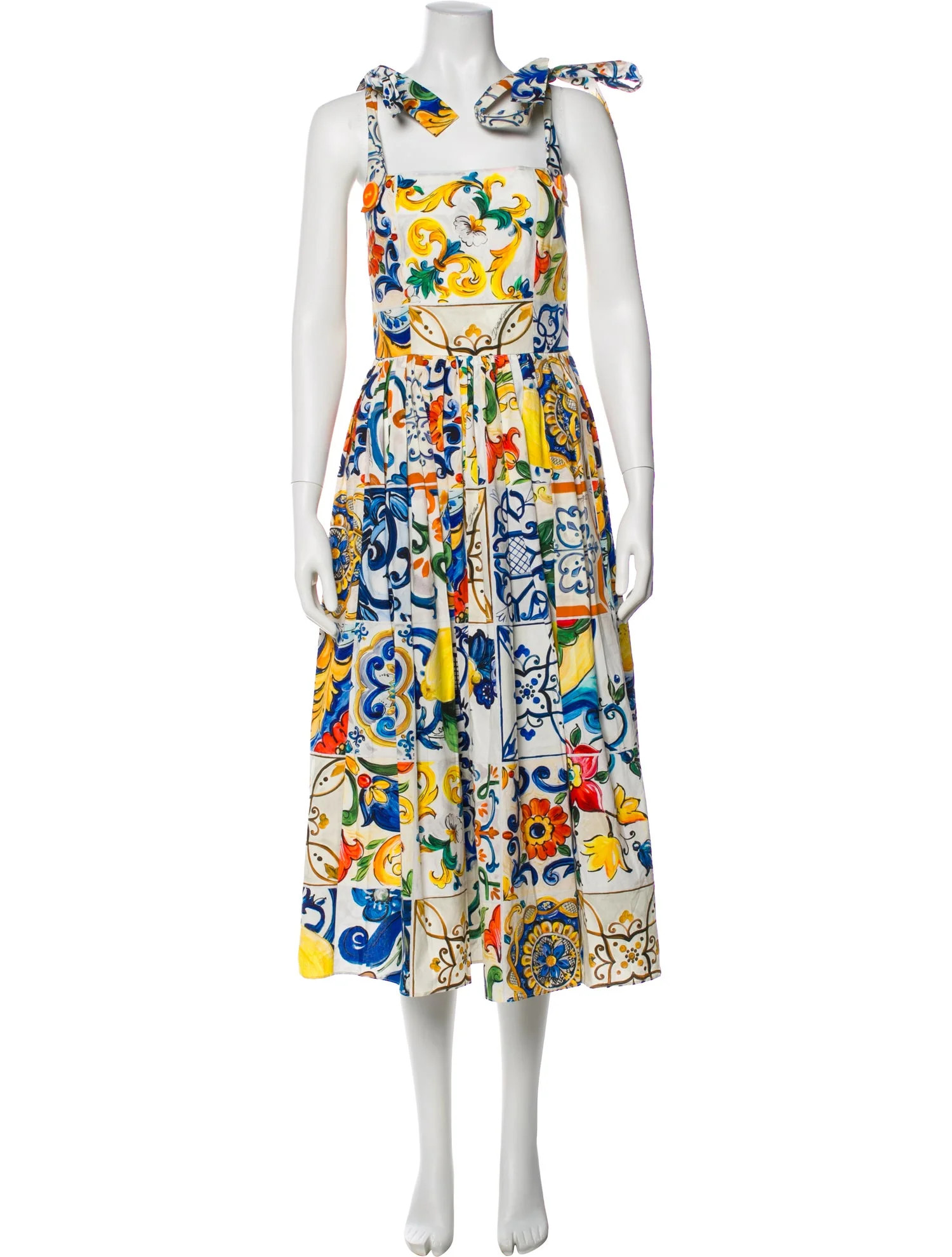 Dolce & Gabbana Printed Midi Length Dress - Blue Dresses, Clothing - DAG565574 | The RealReal | The RealReal