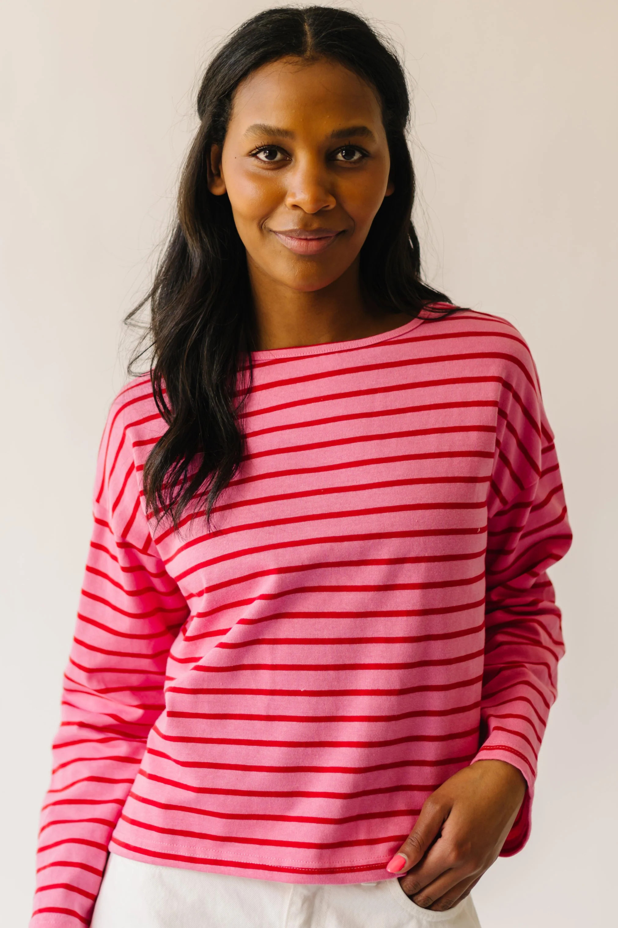The Moore Striped Tee in Pink + Red Small | Piper & Scoot