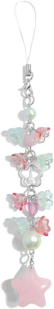 Aesthetic Y2K Pink Phone Charm Cute Cell Phone Charms Strawberry Star Heart Phone Straps Charms Y... | Amazon (US)