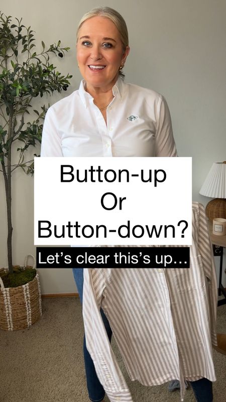 Is it a Button-UP or a Button-DOWN?  Let’s clear this up!

Are they the same thing?  No, they’re not.

A button-down shirt has small buttons on the collar to keep it in place.

A  button-up shirt has no buttons on the collar.

Button-down shirts are more casual and button-up shirts are typically dressier when it comes to menswear.  I personally love them both! 

Comment SHOP for some of my favorite Button-downs and Button-up shirts!

#buttonupshirt #buttondownshirt #whiteshirt 

#LTKstyletip #LTKover40 #LTKSeasonal