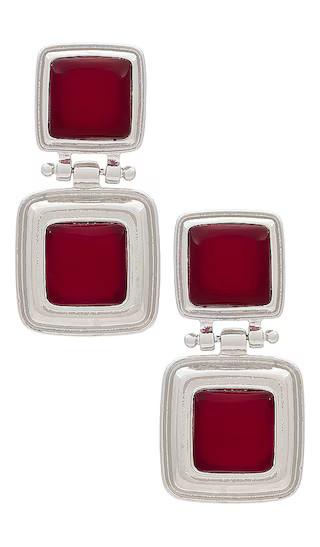 Art Deco Earrings in Red & Silver | Revolve Clothing (Global)