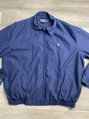 Vintage Polo Ralph Lauren Harrington Jacket Mens Size L Blue Full Zip Cotton  | eBay | eBay US