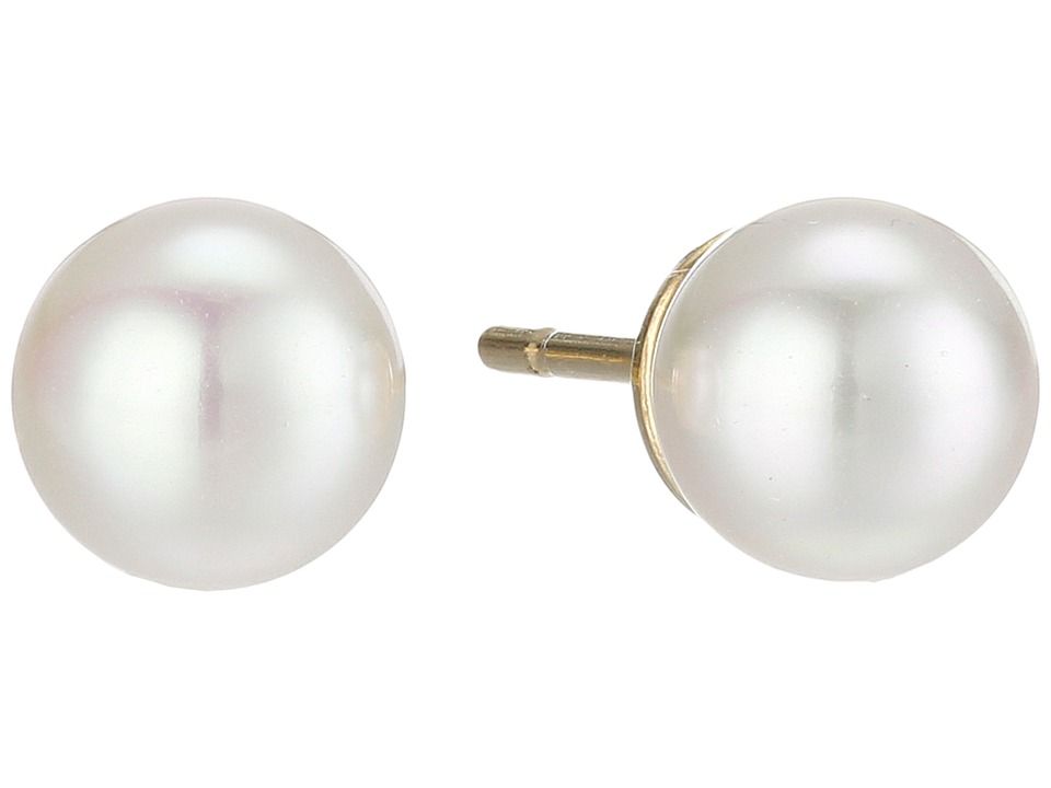 Majorica - 6mm Round Pearl Stud Earrings (White) Earring | Zappos