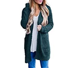 MEROKEETY Women's Long Sleeve Soft Chunky Knit Sweater Open Front Cardigans Outwear Coat | Amazon (US)