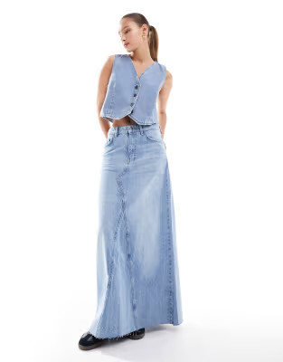 Object full denim maxi skirt co-ord in light blue wash | ASOS | ASOS (Global)