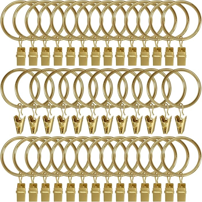 40 Pack Metal Curtain Rings with Clips, Drapery Clips Hooks, Decorative Curtain Rod Clips 1.5 in ... | Amazon (US)
