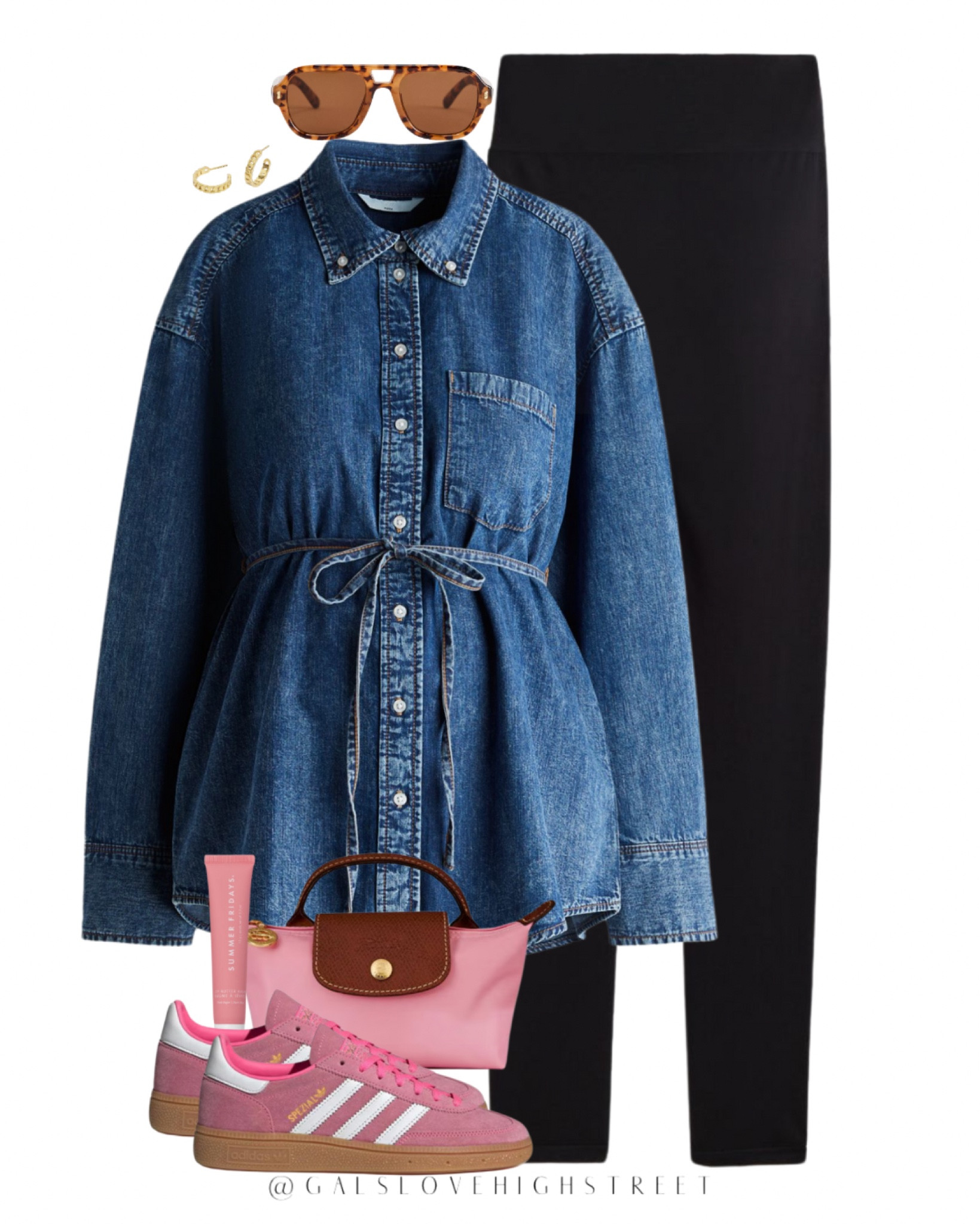 Maternity clothes 
Spring pregnancy 
Leggings 
Denim shirt 

#LTKbaby #LTKuk #LTKmaternity