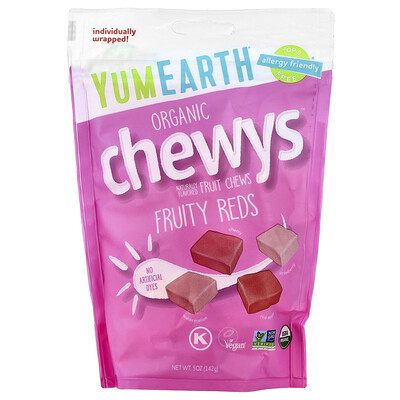 YumEarth, Organic Chewys™, Fruity Reds, 5 oz (142 g) | iHerb