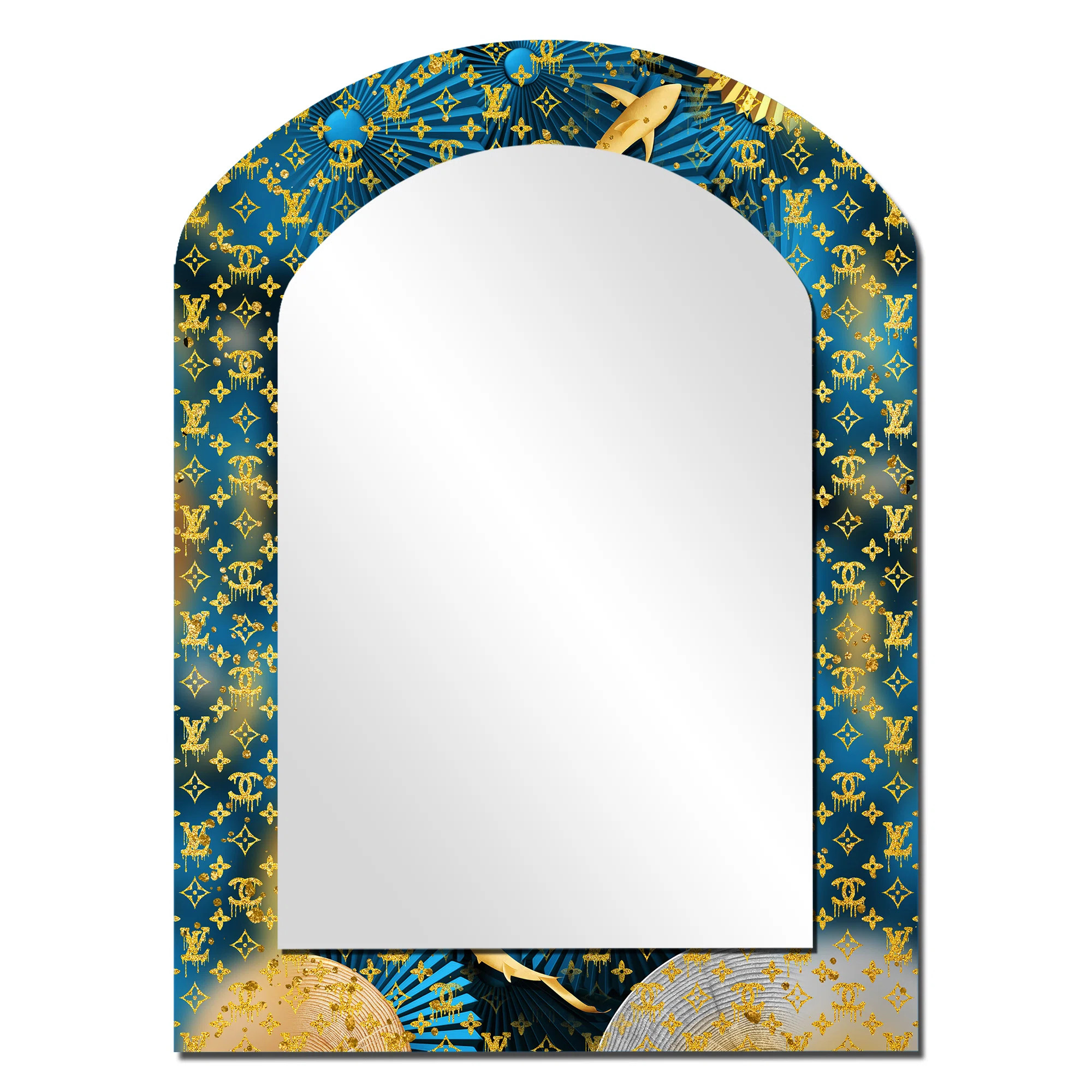 Luxury Brand Design II - Fashion Asymmetrical Unique Wall Mirror, Glam Arch Mirror, Printed Metal... | Wayfair North America