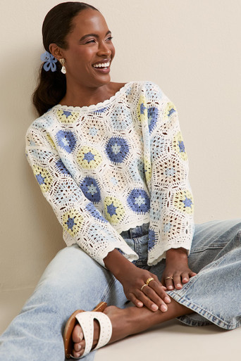 Lessie Crochet Pullover Sweater | Francesca's