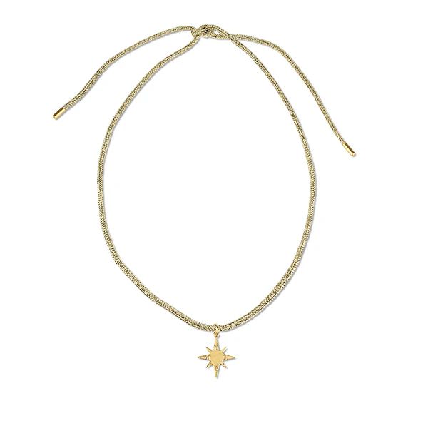 Star Compass Charm with Gold Lurex Necklace Cord | HART