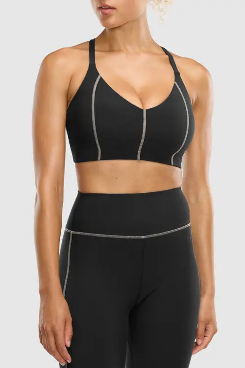 Peloton Cadent V-Neck Bra in Black at Nordstrom, Size 1X | Nordstrom