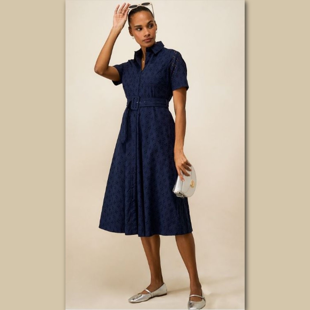 This also comes in white but the navy blue was the most popular on a recent poll I did #over50 #summerdress #springfashion