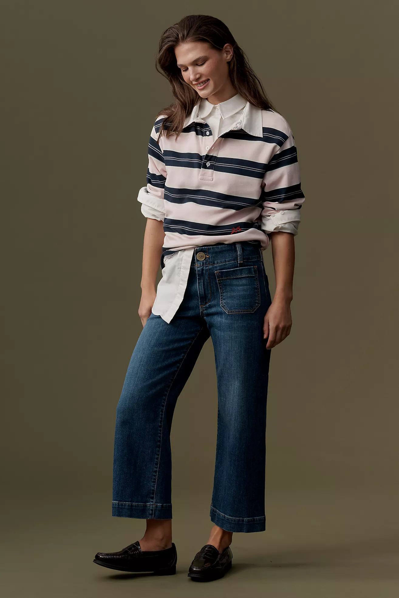 The Colette Mid-Rise Wide-Leg Crop Jeans | Anthropologie (US)