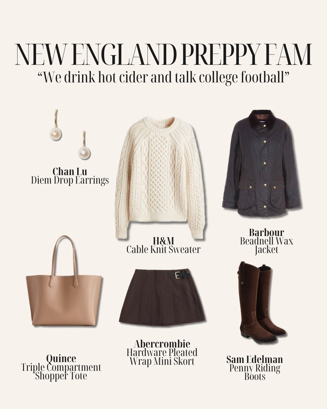 Preppy Thanksgiving Outfit 🍂
Cable knit sweater, plaid mini, Barbour jacket + riding boots.
Classic New England, fireside cider, football energy.
Shop the full look👇


#LTKgrwm #LTKHoliday #LTKGiftGuide