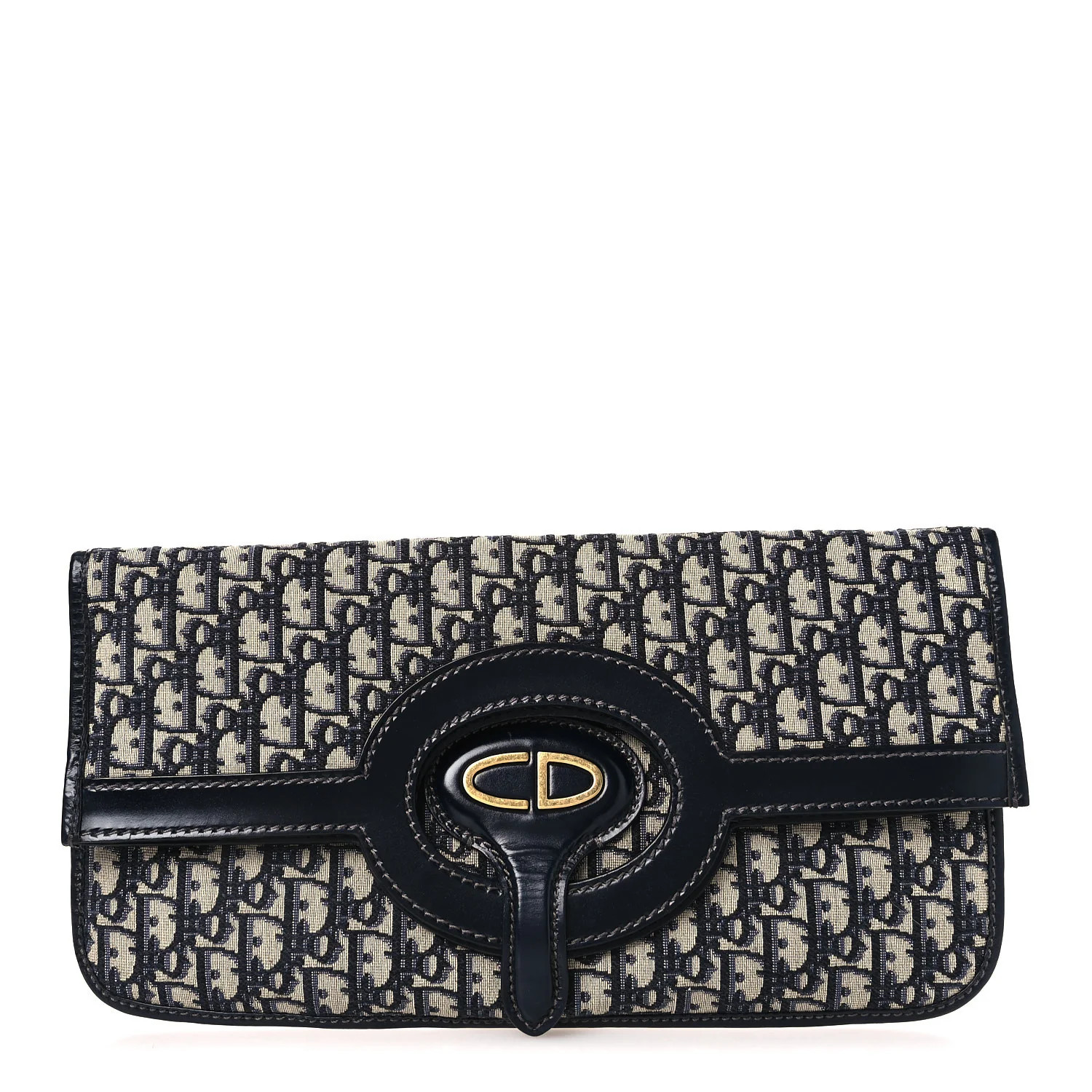 Christian Dior Oblique Fold Over Clutch Blue 1895225 | FASHIONPHILE (US)