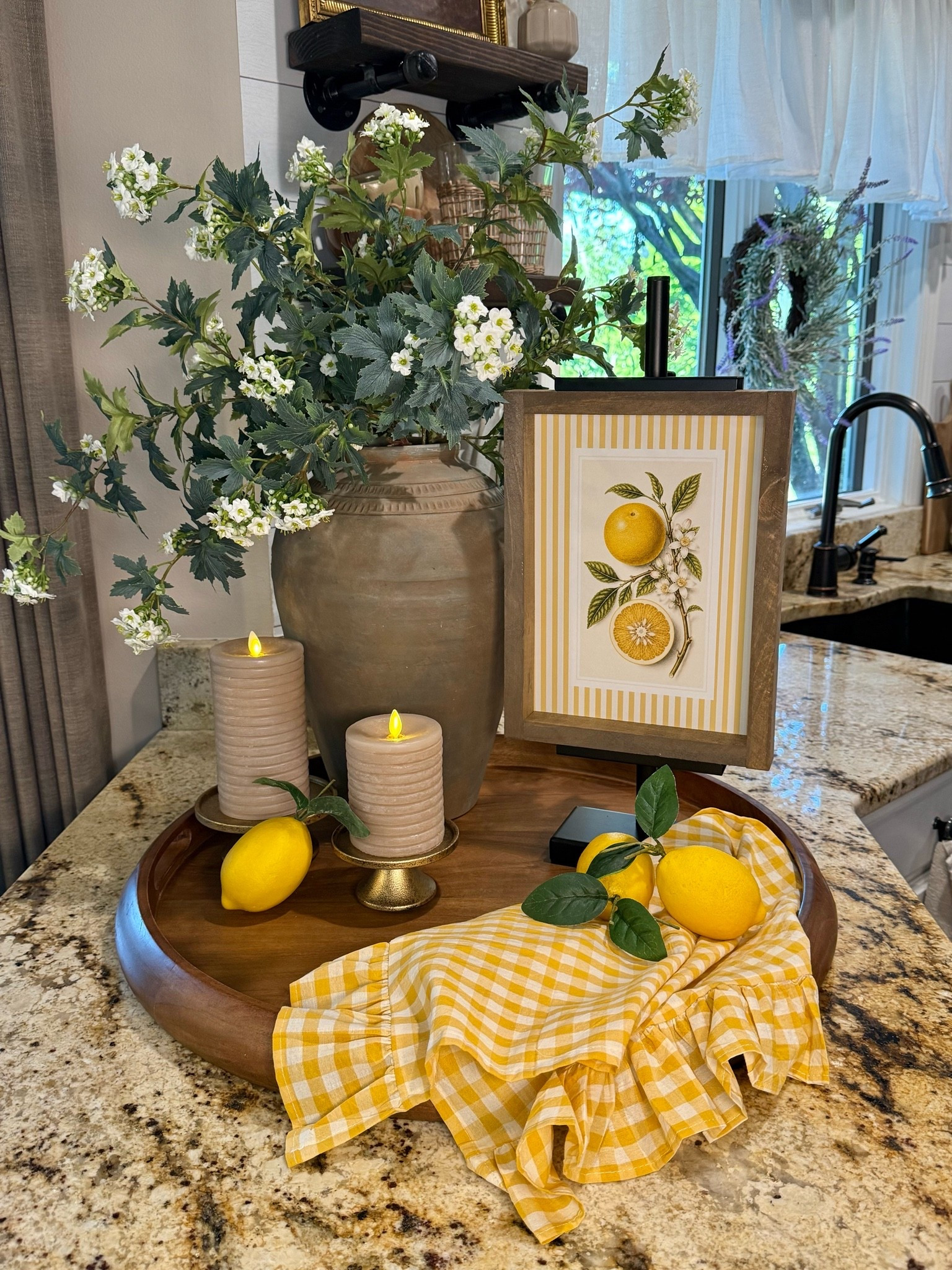 Summer Centerpiece 🍋

Follow @farmtotablecreations on Instagram for more home styling inspiration, seasonal decor, and favorite finds.

This summer centerpiece is so easy to recreate with Luminara flameless candles, fresh lemons, greenery, and a 9x12 lemon artwork print. Use code FARMTOTABLE for 15% off the artwork. I used 6 stems in vase.

#luminara #flamelesscandles #summercenterpiece #lemondecor #homedecor

#LTKSeasonal #LTKHome #LTKSaleAlert