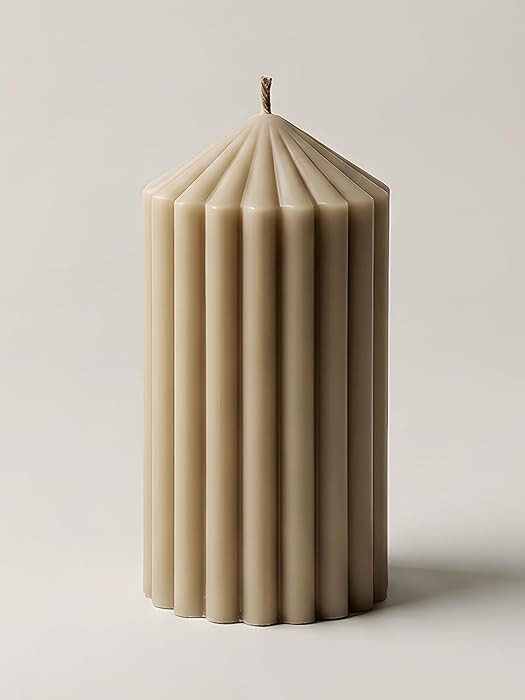 LAWA Ribbed Peak Pillar Candle - Large Beautiful Handmade Pillar Scented Soy Wax Candle Elegant B... | Amazon (US)