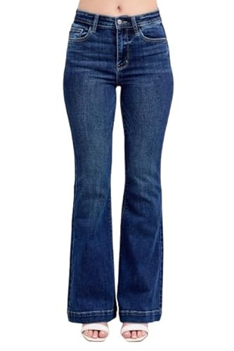 Judy Blue High-Waisted Trouser Flare Jeans – Tailored, Stretchy, and Timelessly Stylish Denim - 82637 (US, Numeric, 14, Plus, Regular, Blue) | Amazon (US)