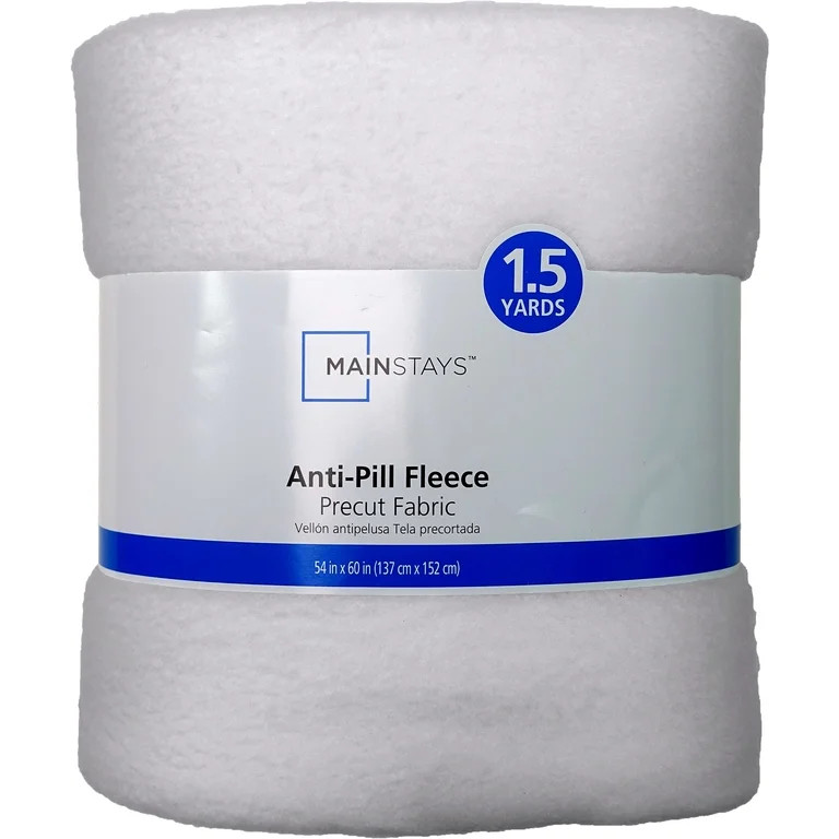 Mainstays 1.5 Yards 100% Polyester Lux Anti-pill Fleece Solids, White, 60" Wide for Crafts | Walmart (US)