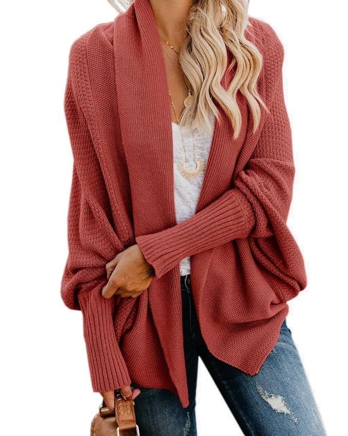 Imily Bela Womens Kimono Batwing Cable Knitted Slouchy Oversized Wrap Cardigan Sweater | Amazon (US)