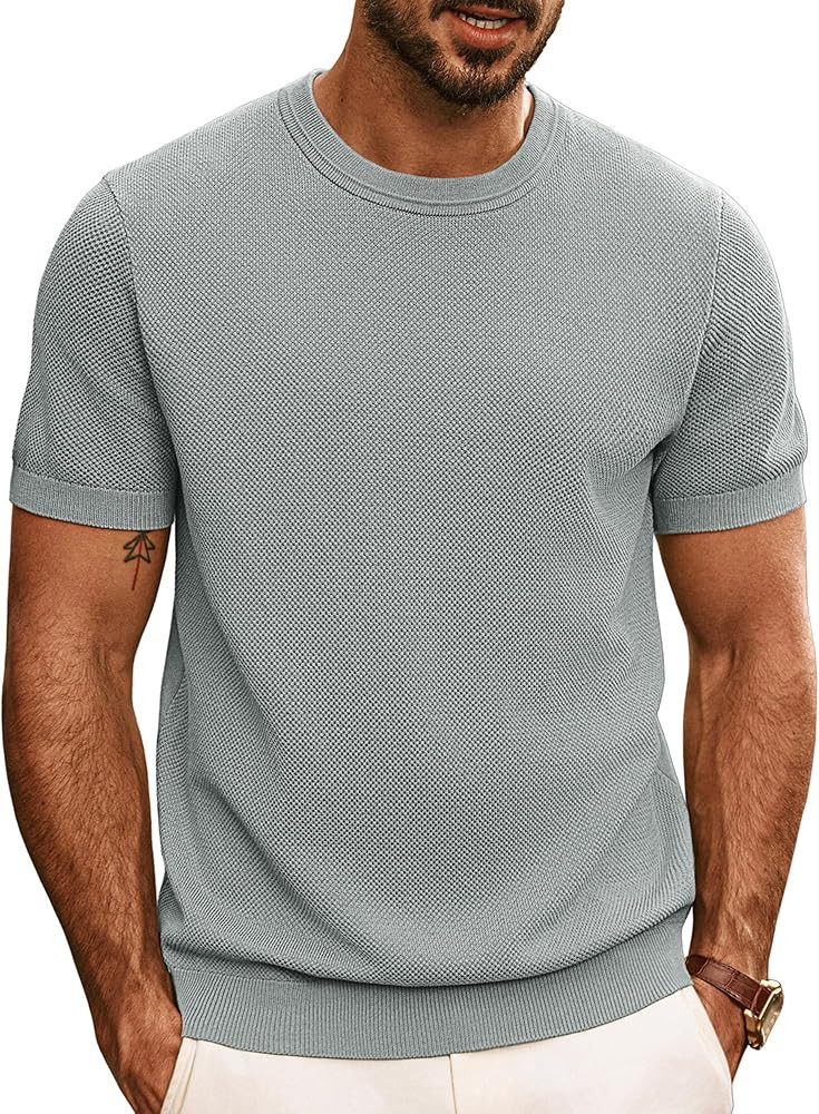 PJ PAUL JONES Mens Casual T-Shirts Classic Short Sleeve Knit Tees Crewneck Solid Tee Shirts | Amazon (US)