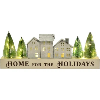 Christmas Tabletop LED Lighted Decorations Wooden Table Decor With Words Rustic Ornament Farmhouse Centerpiece Signs Winter Holiday Block For Table In | Wayfair North America