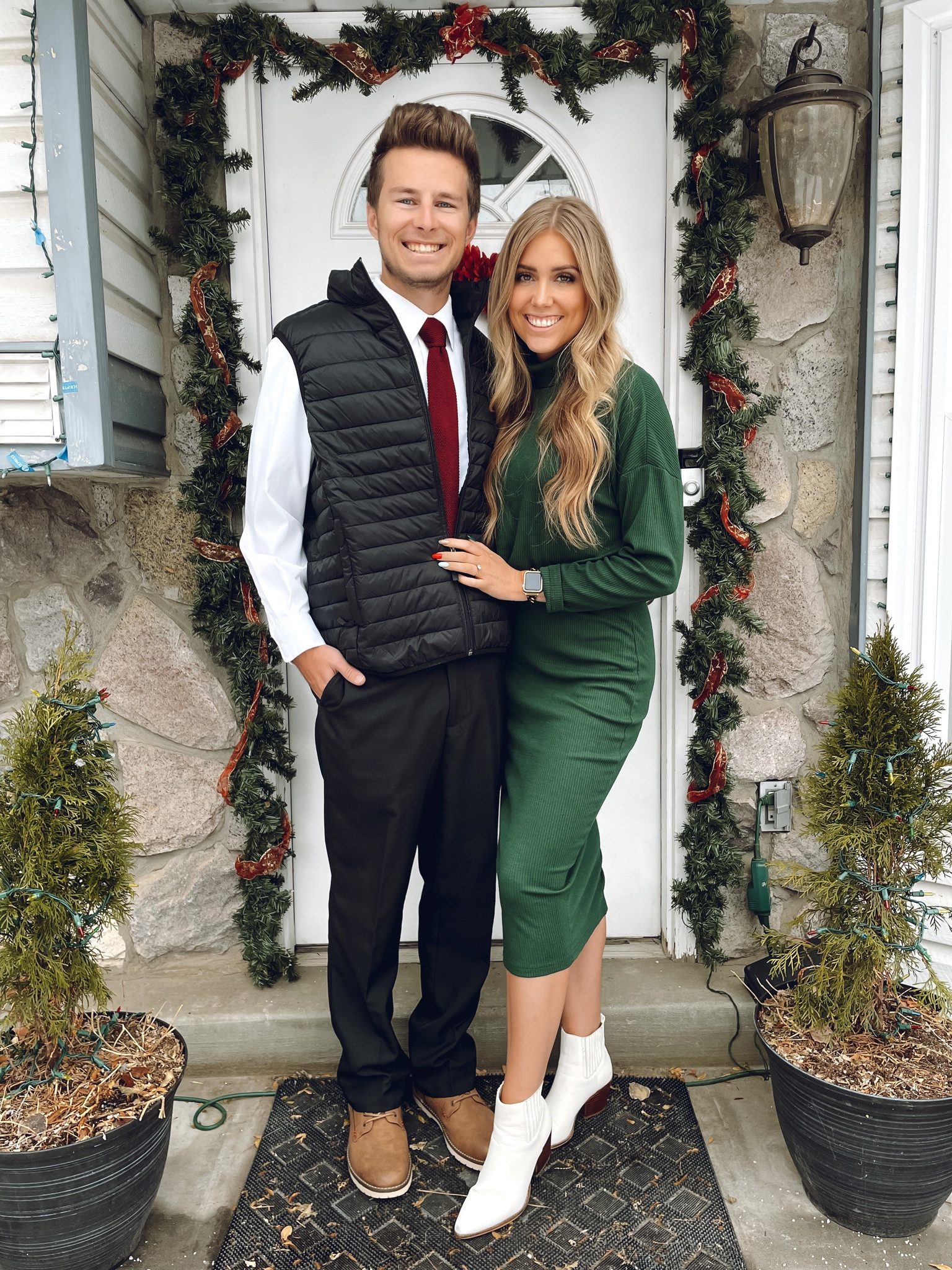 Christmas outfit✨
Top & skirt set: true to size 
My Boots: size up half
Men’s boots: true to size
Mens vest: true to size 

#LTKunder50 #LTKSeasonal #LTKunder100