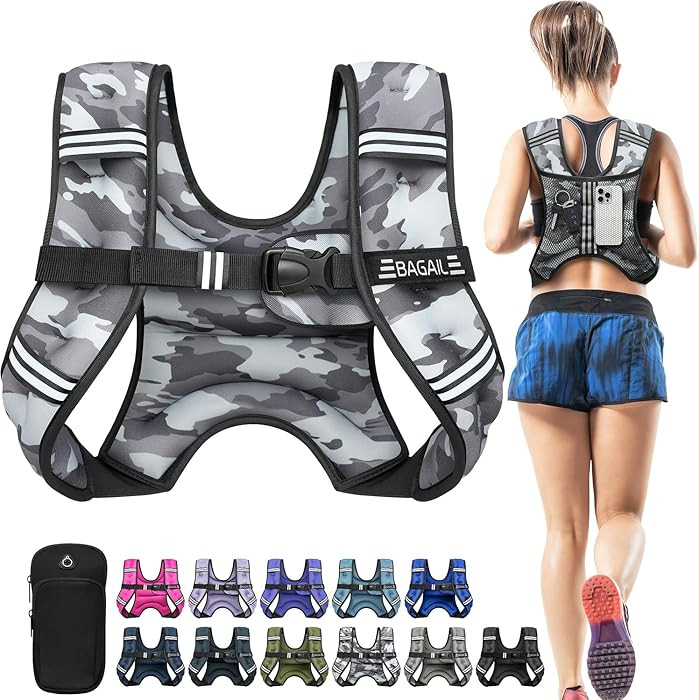 BAGAIL Weighted Vest, 5lb/8lb/10lb/12lb/15lb/20lb/25lb/30lb Weight Vest for Walking & Weight Loss... | Amazon (US)