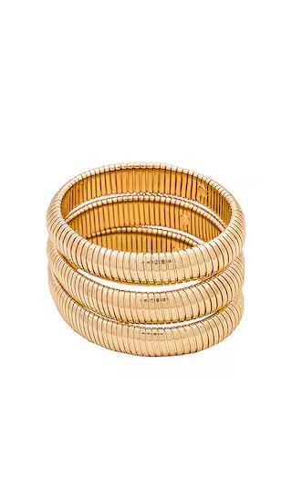 Ettika Stretchy Bracelet Set in Metallic Gold. | Revolve Clothing (Global)