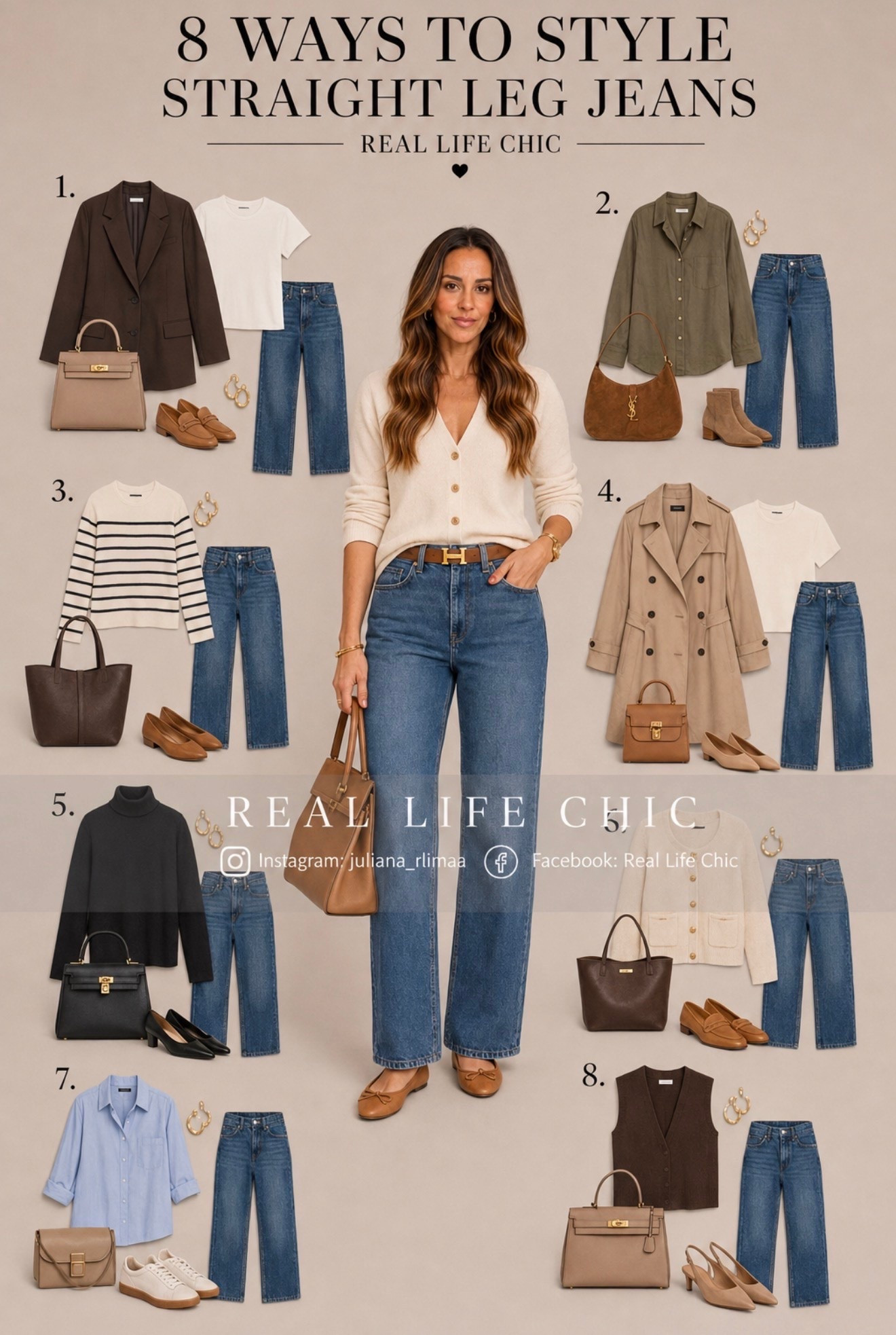 If you own straight-leg jeans, you already have the base for so many chic outfits. 👖🤎

From blazers and trench coats to cardigans, button-downs, loafers, sneakers, and slingbacks—these 8 formulas prove just how versatile one great pair of jeans can be.

I linked similar pieces so you can recreate your favorite looks and get more wear out of what’s already in your closet. Save this for later and shop your favorites before the best sizes sell out. ✨

straight leg jeans outfit, how to style straight leg jeans, straight leg denim, jeans outfit ideas, early fall outfits, capsule wardrobe outfits, timeless outfit formulas, blazer and jeans outfit, trench coat outfit, cardigan outfit, loafers outfit, sneakers with jeans, women over 40 fashion, quiet luxury style, elevated basics, classic wardrobe staples, effortless chic style, everyday outfit inspiration, LTK fashion finds, Real Life Chic.

#LTKOver40 #LTKootd #LTKSaleAlert