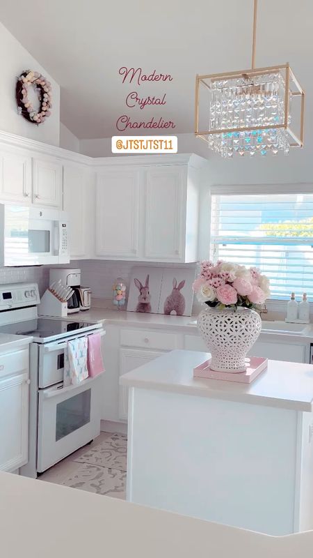 I’ve elevated my kitchen by painting it white and switching out my light fixture to this modern crystal chandelier. It truly reflects every color. I love it!





#LTKfamily #LTKVideo #LTKhome