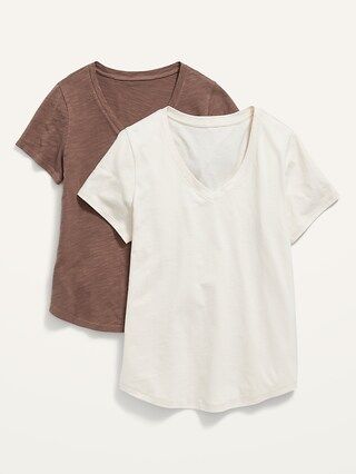 Short-Sleeve EveryWear Slub-Knit T-Shirt 2-Pack for Women | Old Navy (US)