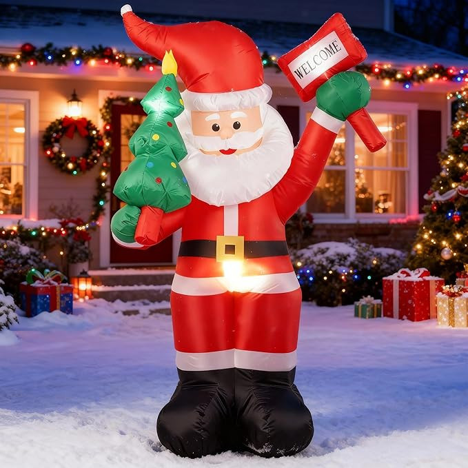 6FT Inflatable Santa Claus Outdoor Christmas Decorations with Bright LED Lights, Blow Up Santa fo... | Amazon (US)