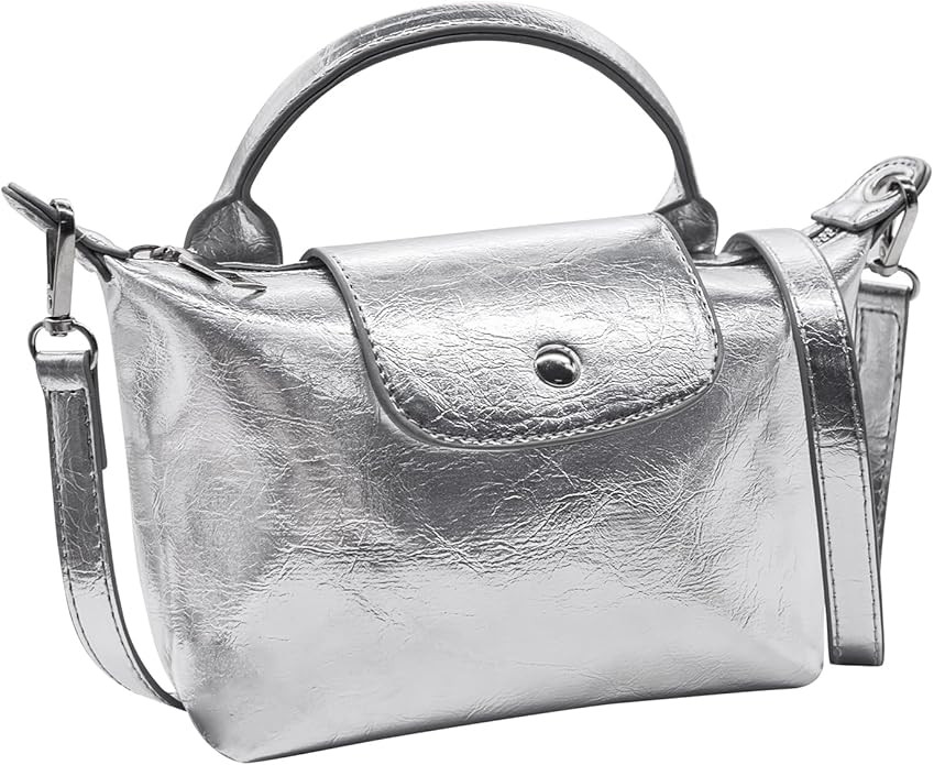 Long Keeper Small Crossbody Bag for Women Metallic PU Leather Shoulder Bag Mini Tote Handbags Zip... | Amazon (US)