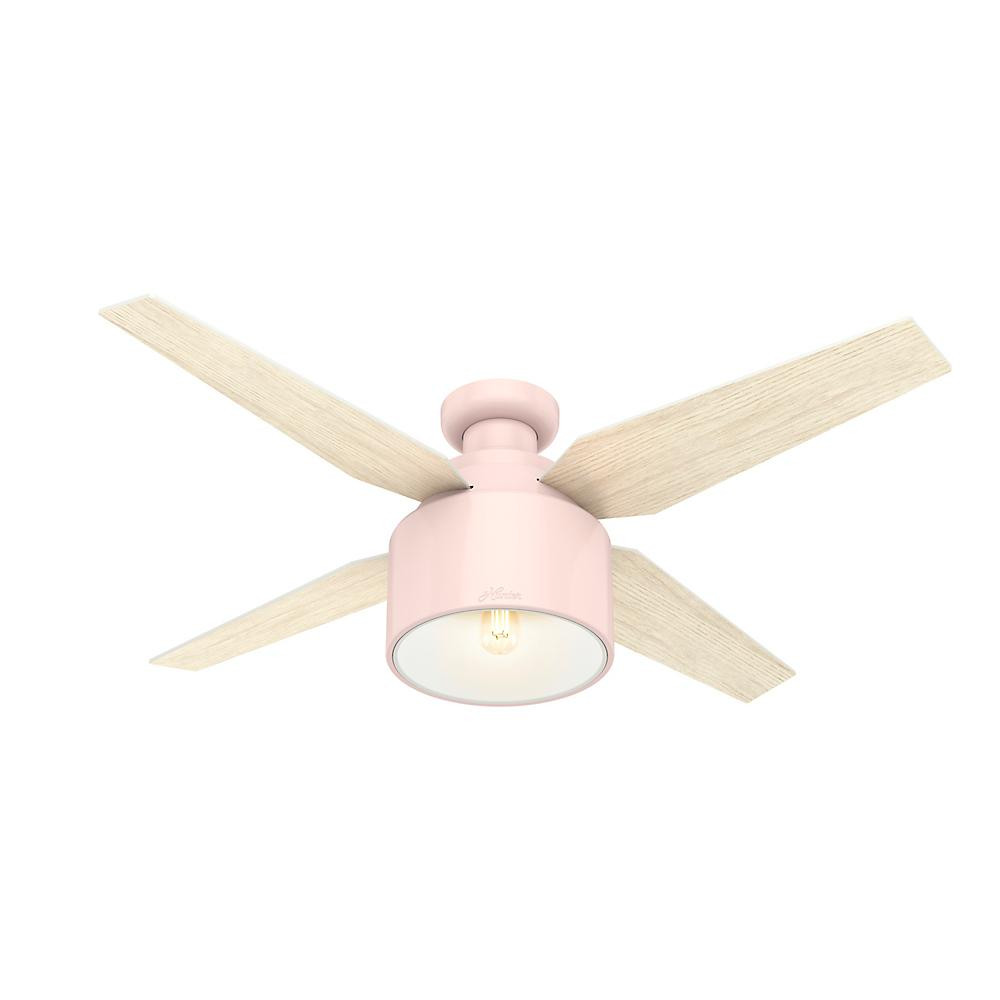 Cranbrook 52 in. LED Low Profile Indoor Blush Pink Ceiling Fan with Light Kit and Remote Control | The Home Depot