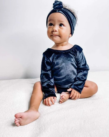 Hattie Bow Back Leotard - Black Velour | Bailey's Blossoms